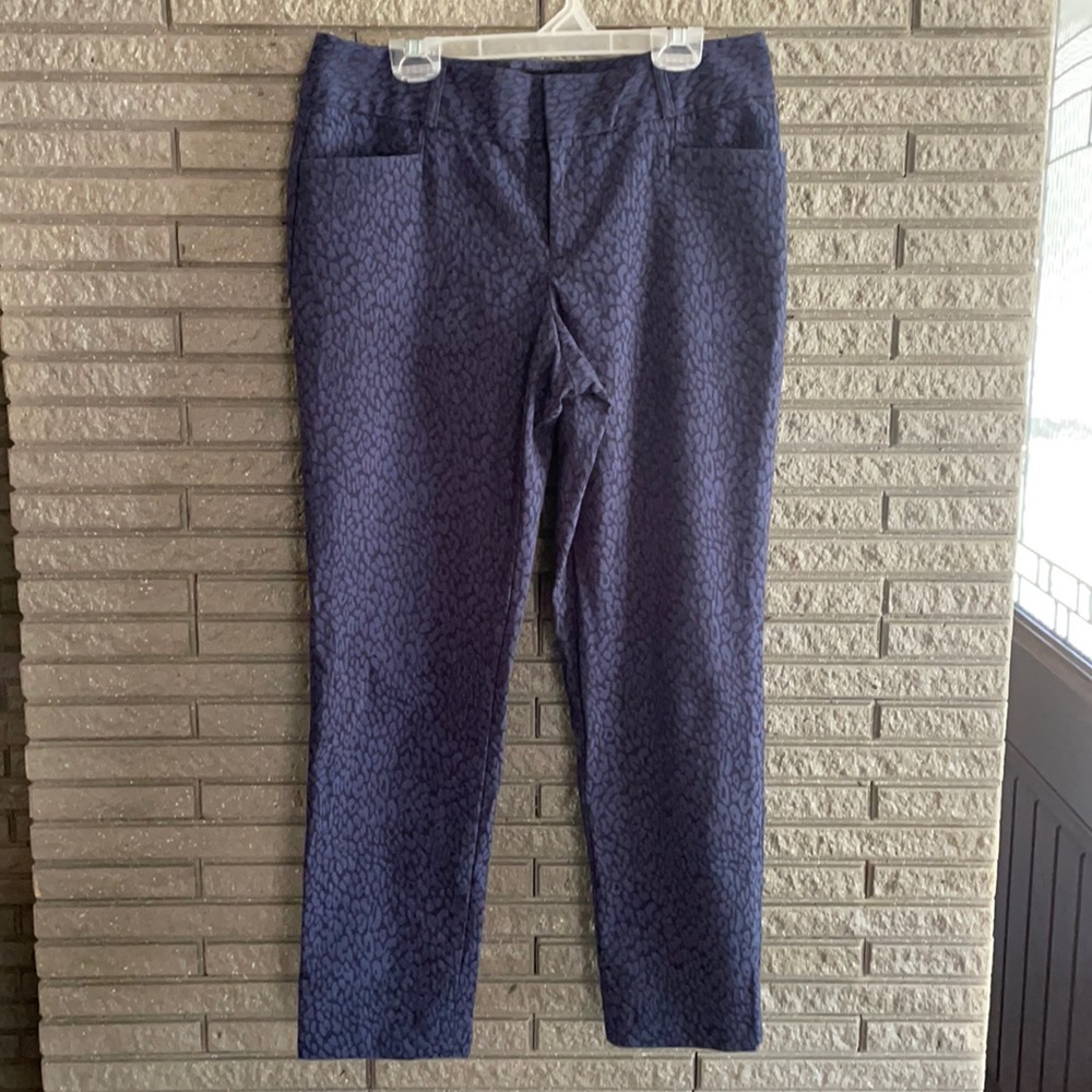Navy Leopard Print Dress Pants